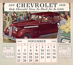 1939 Chevrolet Dealer Calendar